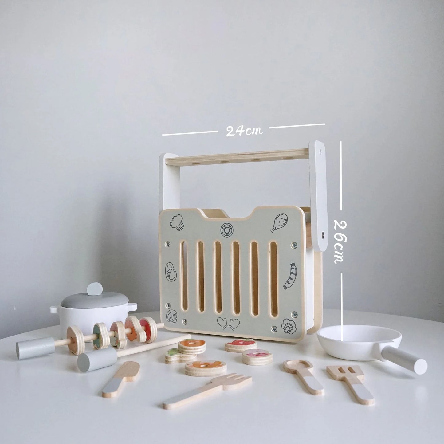 Simulation Wooden BBQ Toy Set - Fun Role-Playing and Educational Cooking Playset for Kids
