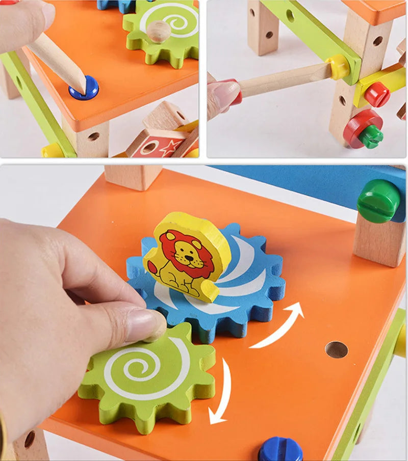 Wooden Assembly Chair Toy - Montessori Educational Tool for Kids