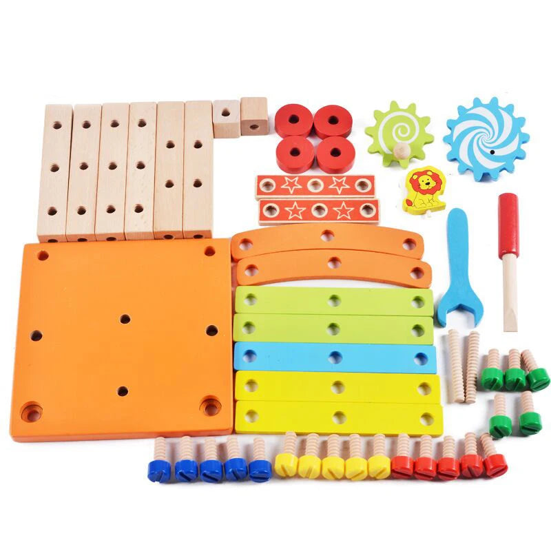 Wooden Assembly Chair Toy - Montessori Educational Tool for Kids