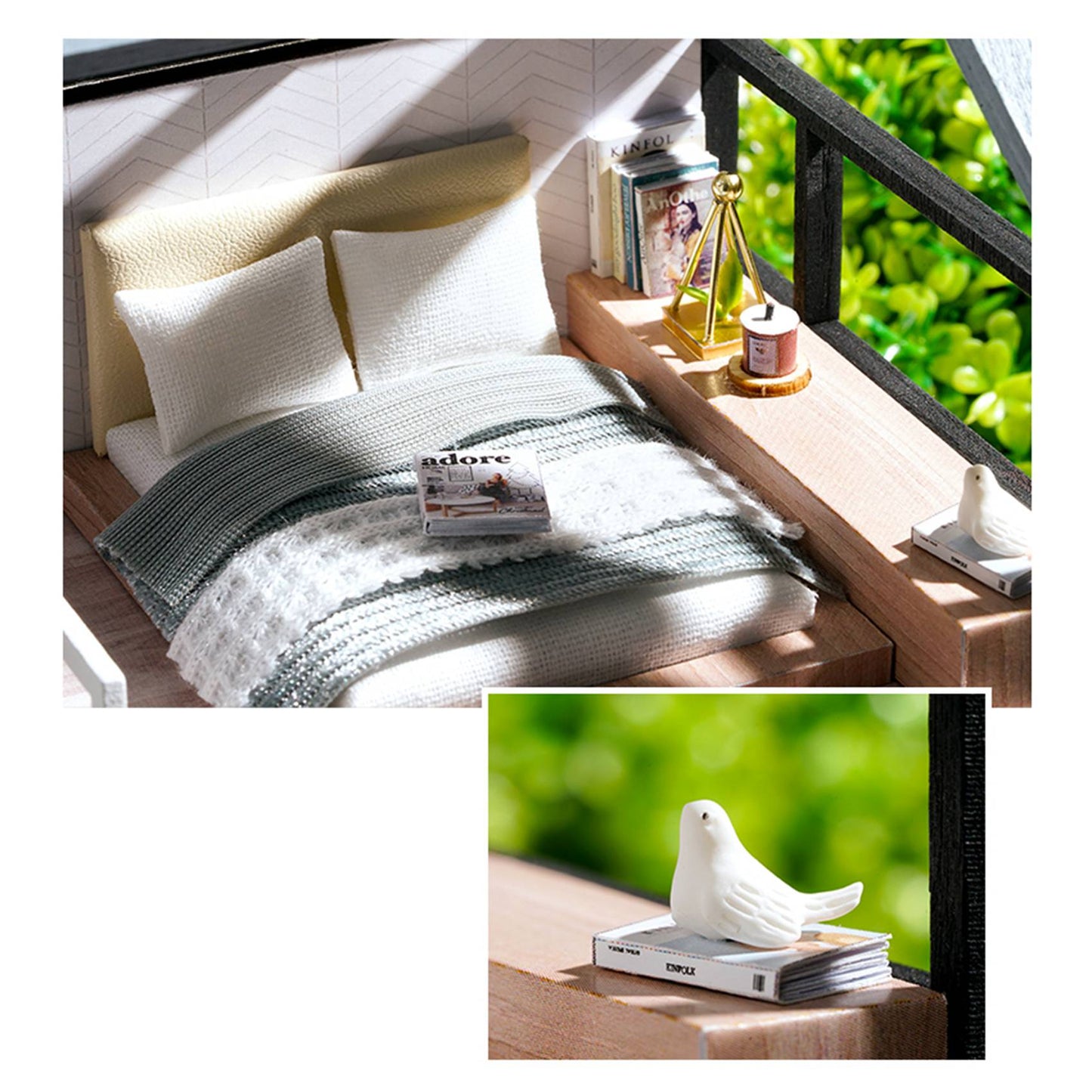 Nordic Style DIY Wooden Dollhouse Kit – Miniature Duplex Model with Furniture for Kids' Pretend Play Assembly