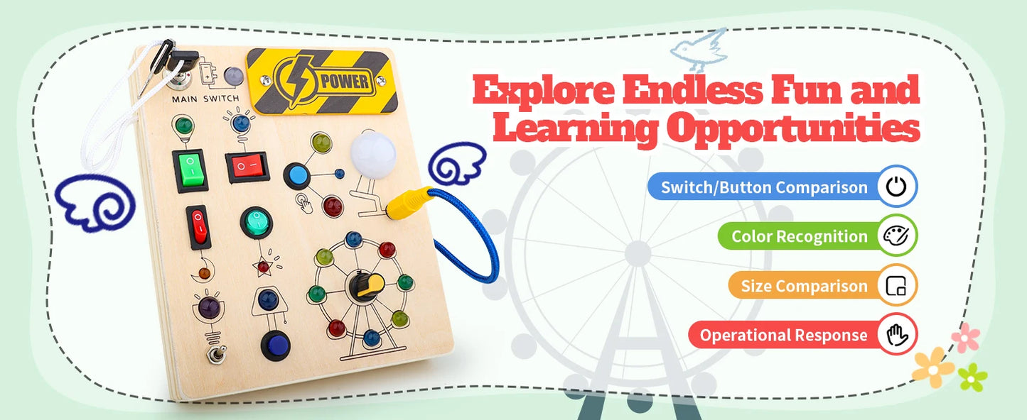 Montessori LED Busy Board – Fun and Educational Toy for Toddlers