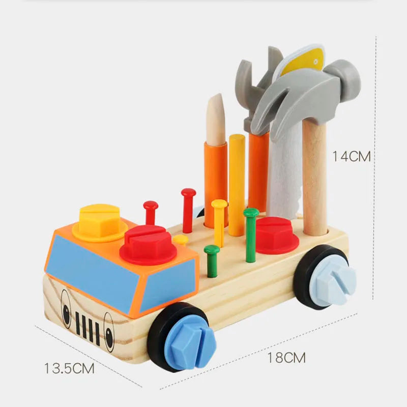 Montessori Wooden Screw Nut Toy Car: Hands-On Learning Toy for Fine Motor Skills and Practical Life Training