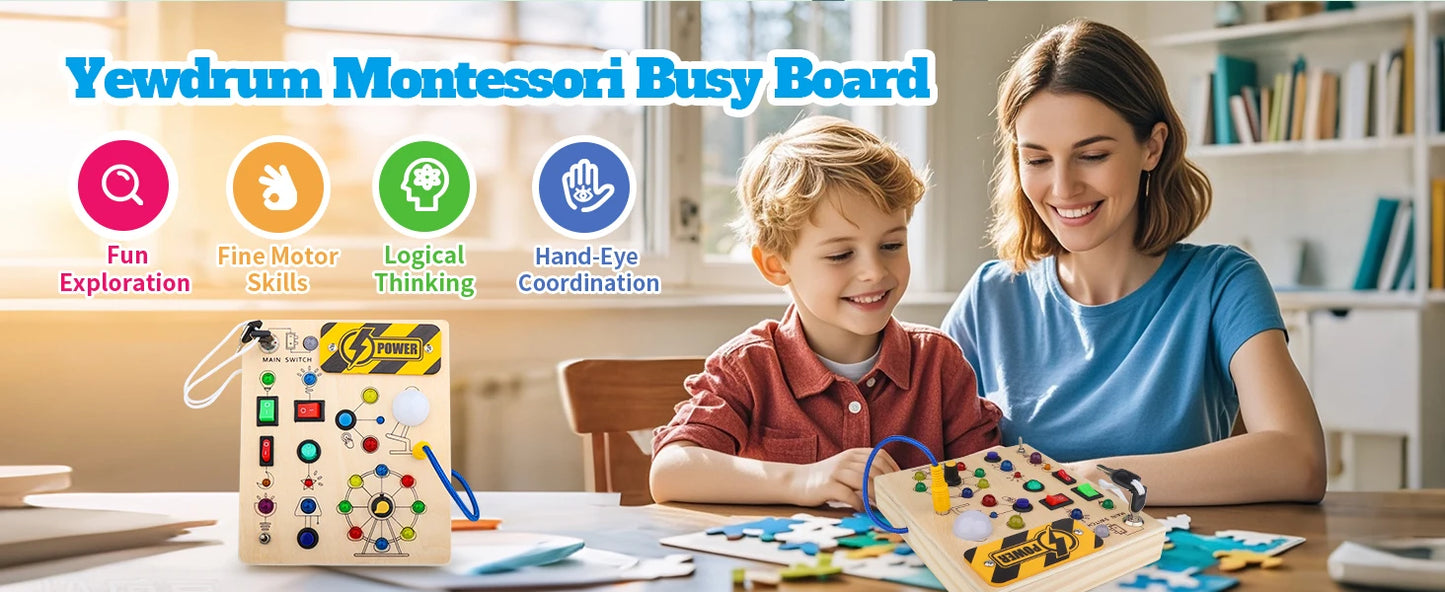 Montessori LED Busy Board – Fun and Educational Toy for Toddlers