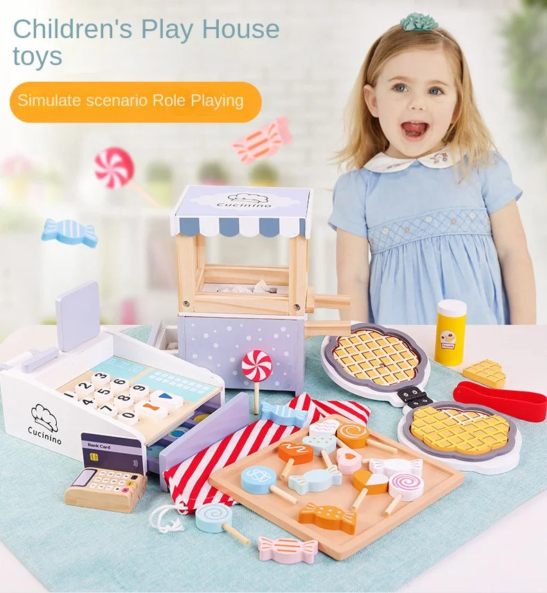 Mini Wooden Kitchen Cooking Toy Set - Pretend Play