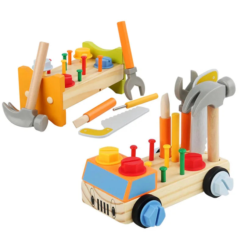 Montessori Wooden Screw Nut Toy Car: Hands-On Learning Toy for Fine Motor Skills and Practical Life Training