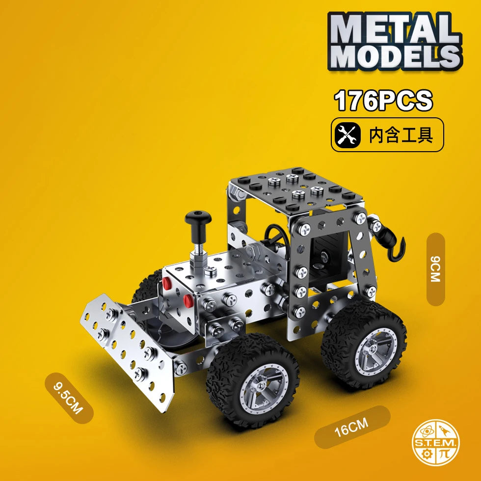 DIY Metal Assembly Forklift & Excavator Toy - Buildable Vehicle Model for Kids