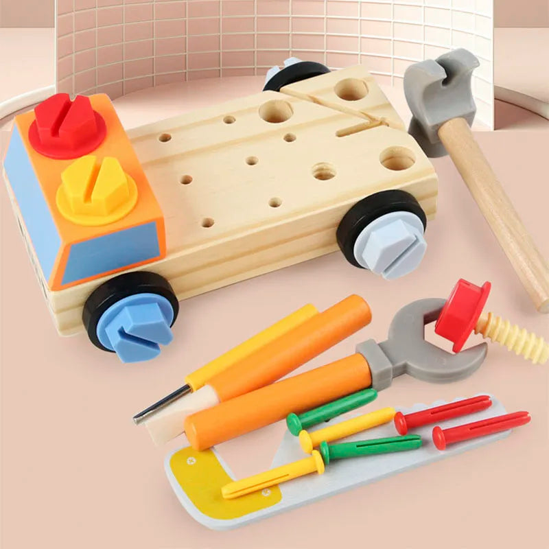 Montessori Wooden Screw Nut Toy Car: Hands-On Learning Toy for Fine Motor Skills and Practical Life Training
