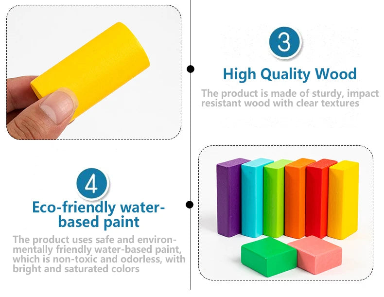 Wooden Building Blocks Set - 100 Blocks (Assorted Colors and 11 Shapes)