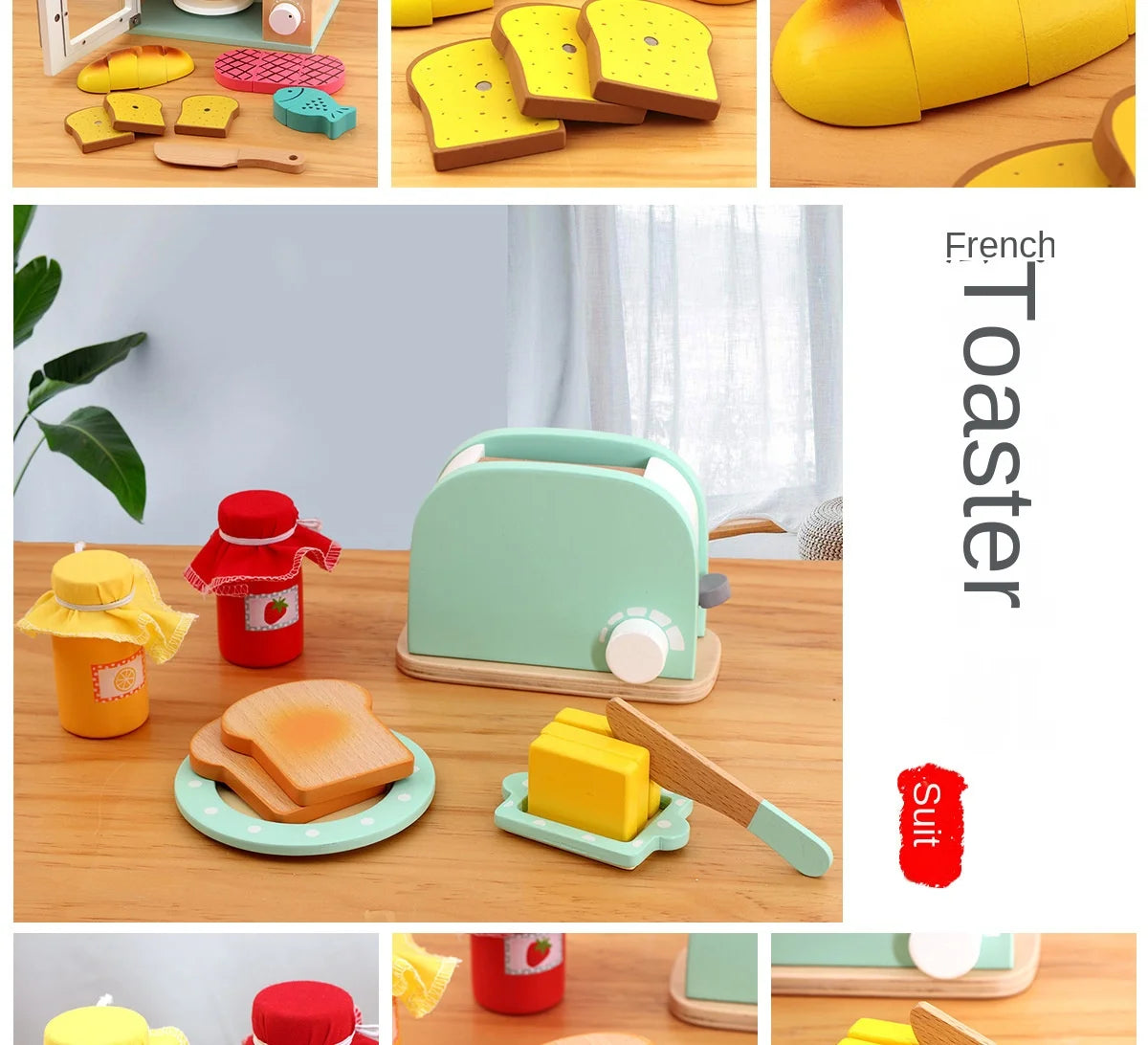 Mini Wooden Kitchen Cooking Toy Set - Pretend Play