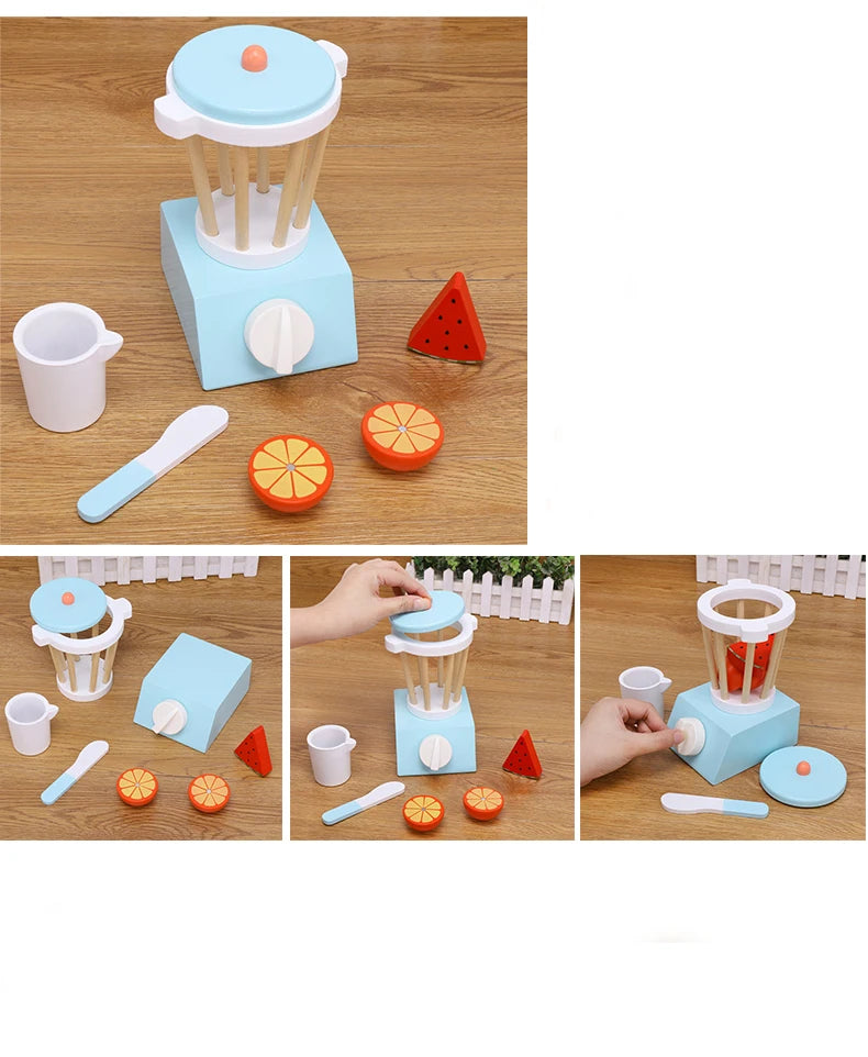Wooden Kitchen Pretend Play Toy - Simulation Wooden Juicer