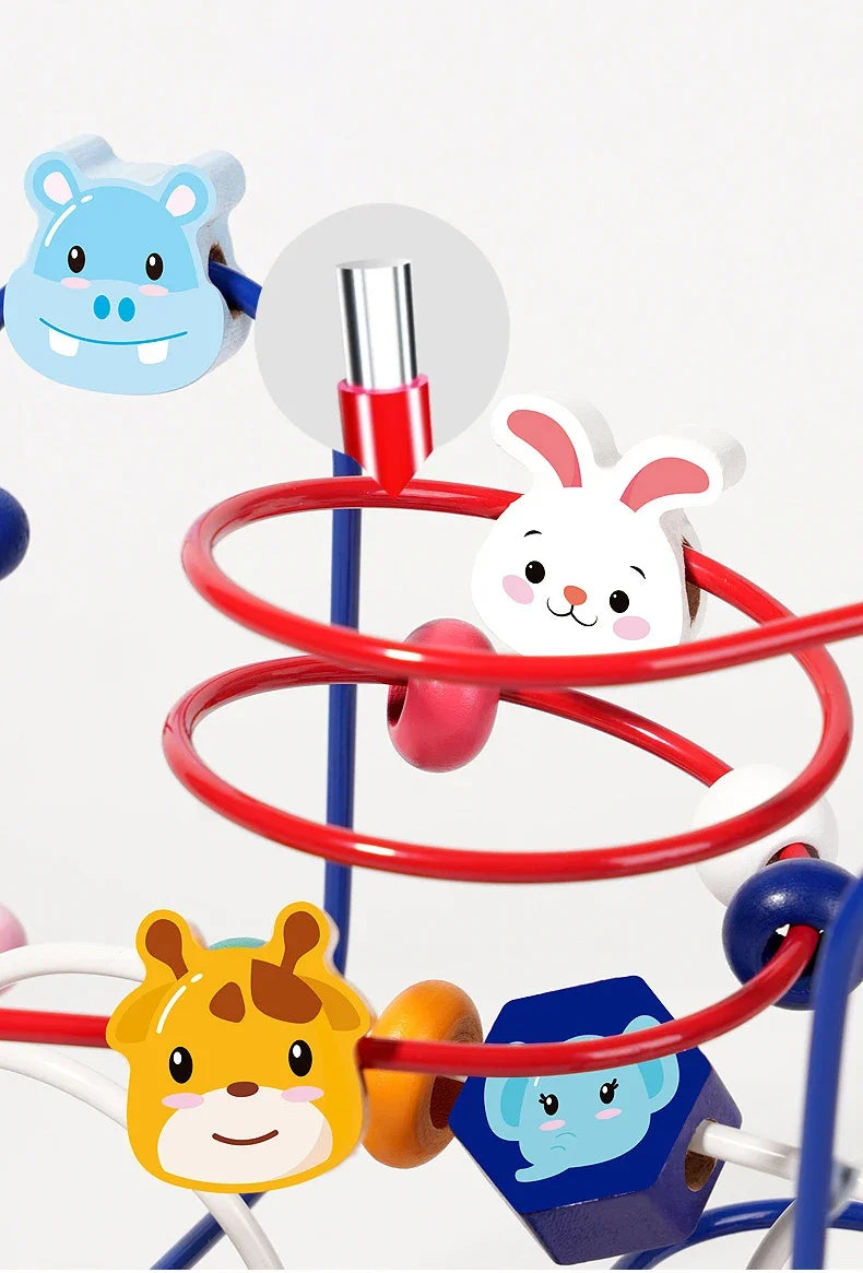 Montessori Wooden Roller Coaster Bead Maze - Toddler Early Learning Educational Math Puzzle Toy for Children