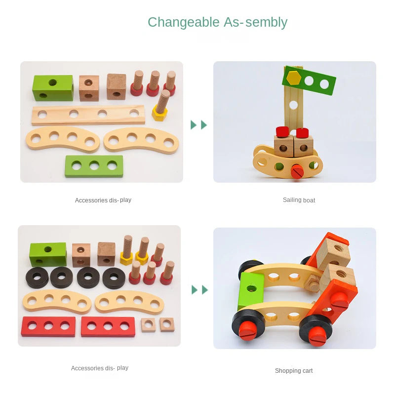 Simulation wooden disassembly toys and repair tools