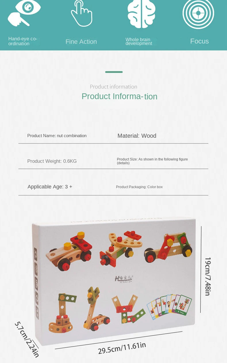 Simulation wooden disassembly toys and repair tools
