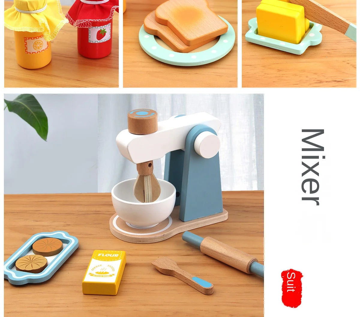 Mini Wooden Kitchen Cooking Toy Set - Pretend Play