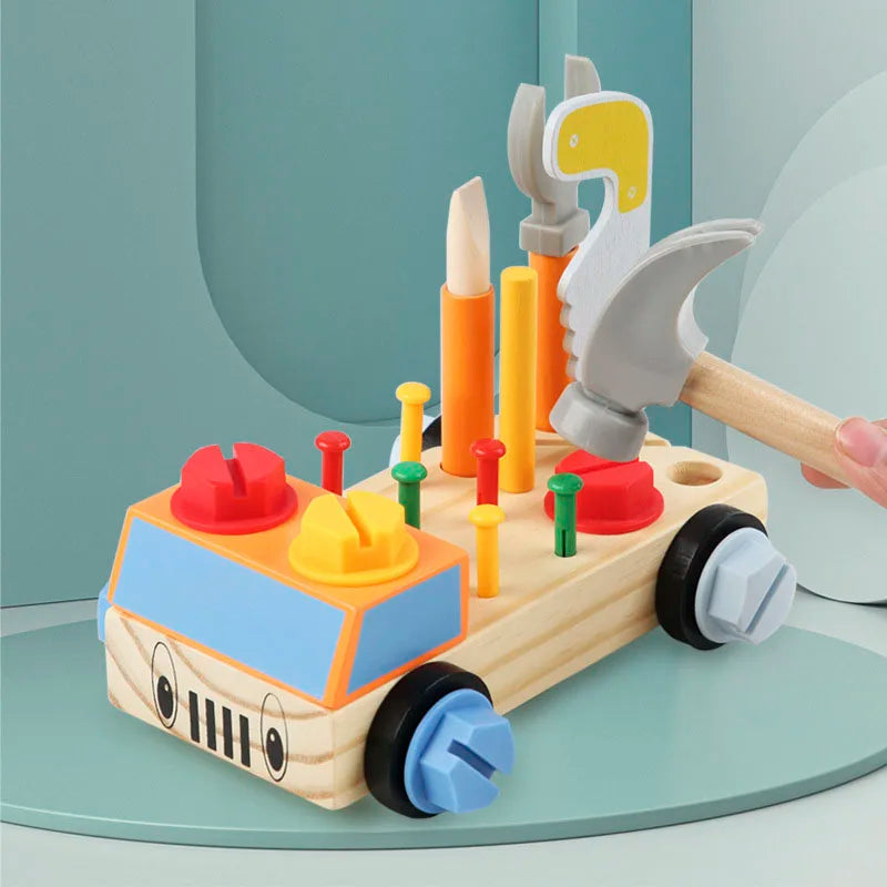 Montessori Wooden Screw Nut Toy Car: Hands-On Learning Toy for Fine Motor Skills and Practical Life Training