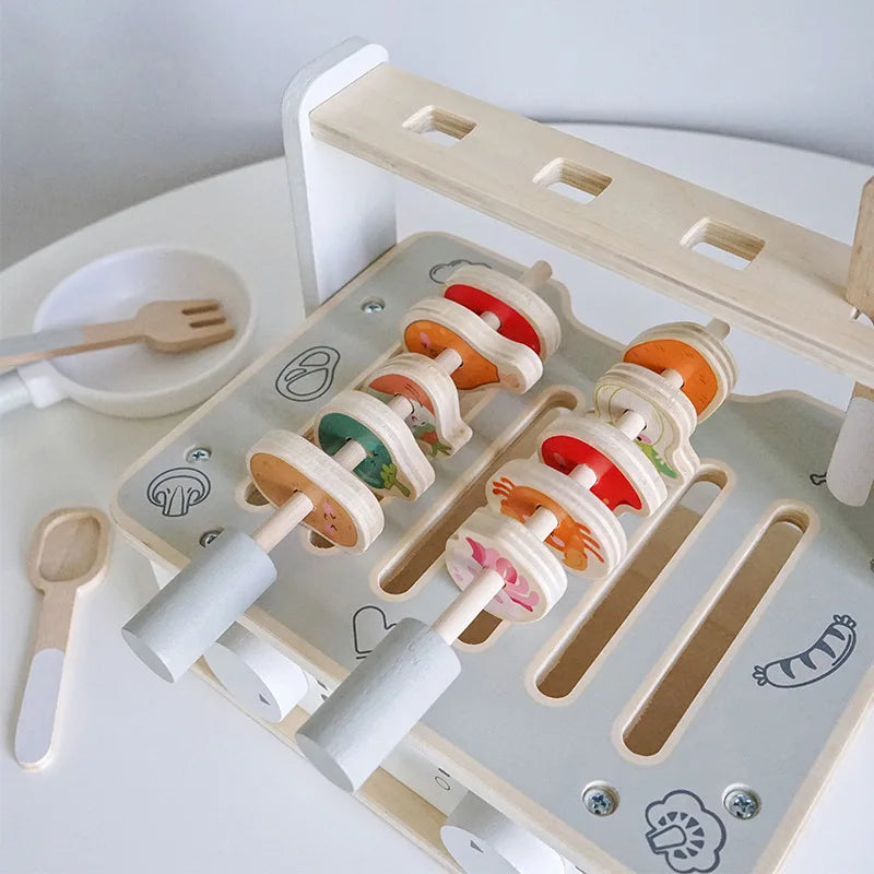 Simulation Wooden BBQ Toy Set - Fun Role-Playing and Educational Cooking Playset for Kids