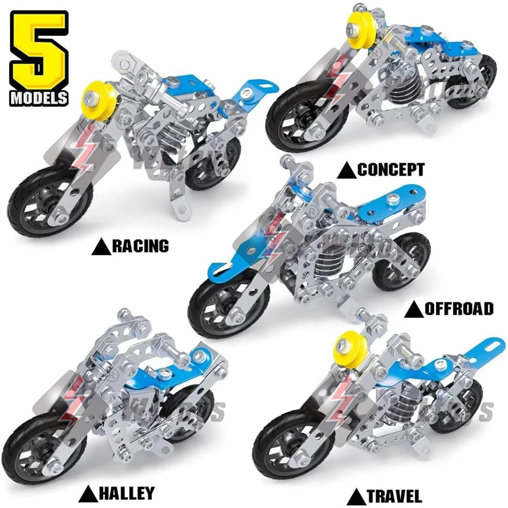 Motorcycle Erector Set – Metal Building Construction Kit for Kids