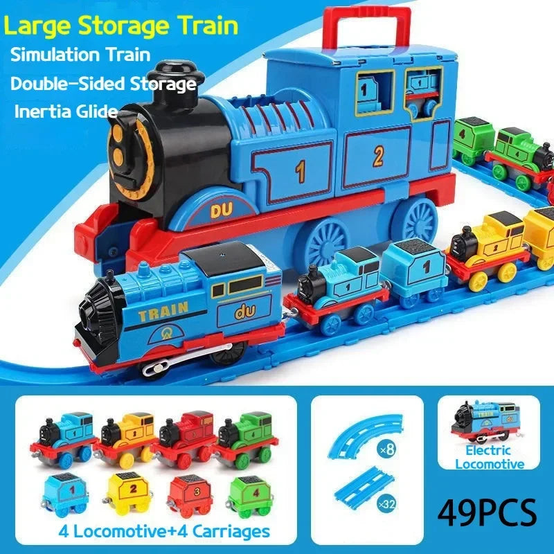 Thomas and Friends Rail Train Suit Racing Track Orbital Set Big Size Train Storage Box Toy Casting Alloy Model Children Toy Gift