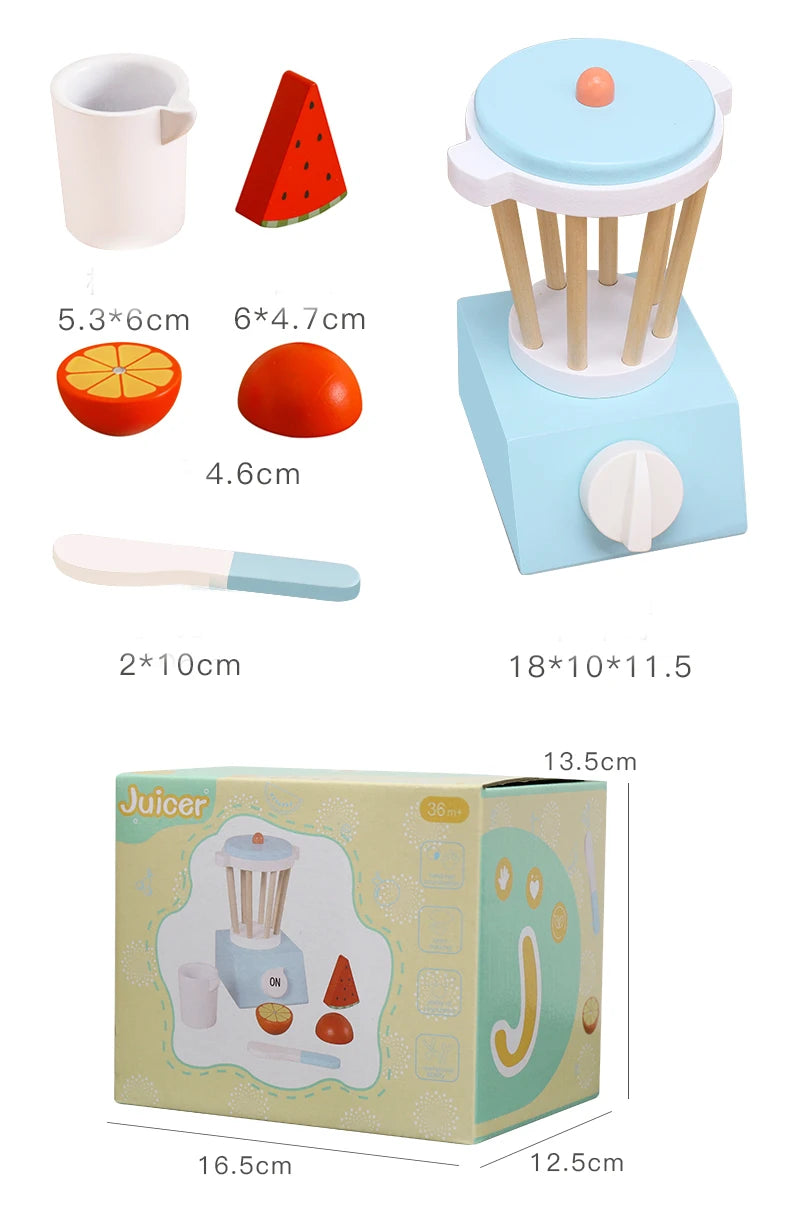Wooden Kitchen Pretend Play Toy - Simulation Wooden Juicer