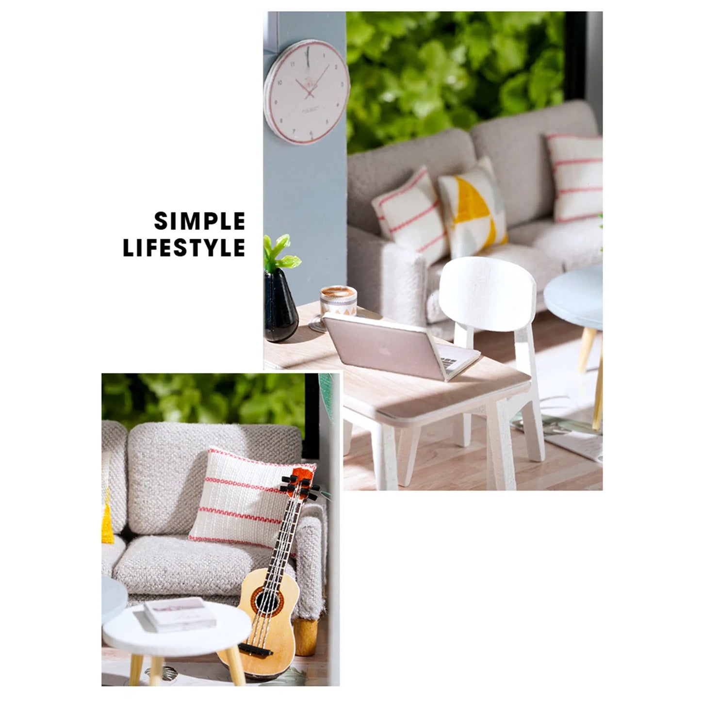 Nordic Style DIY Wooden Dollhouse Kit – Miniature Duplex Model with Furniture for Kids' Pretend Play Assembly