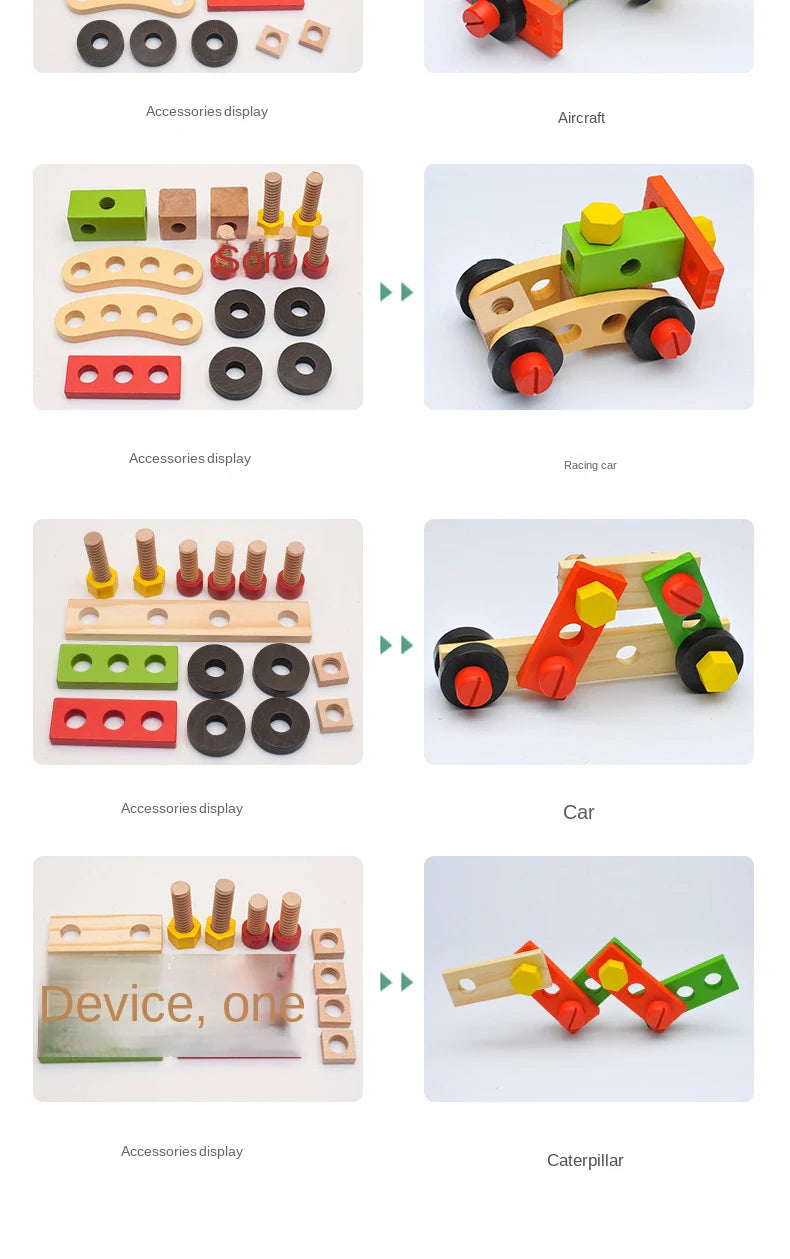 Simulation wooden disassembly toys and repair tools