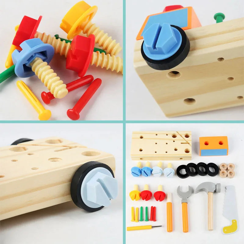 Montessori Wooden Screw Nut Toy Car: Hands-On Learning Toy for Fine Motor Skills and Practical Life Training