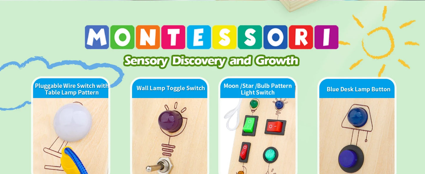 Montessori LED Busy Board – Fun and Educational Toy for Toddlers