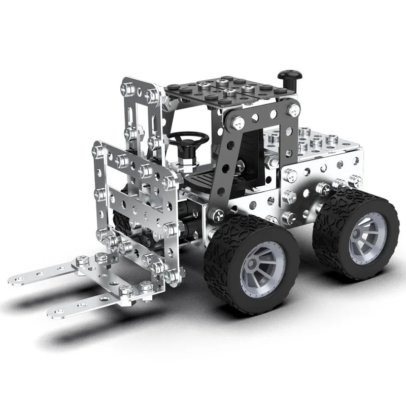 DIY Metal Assembly Forklift & Excavator Toy - Buildable Vehicle Model for Kids