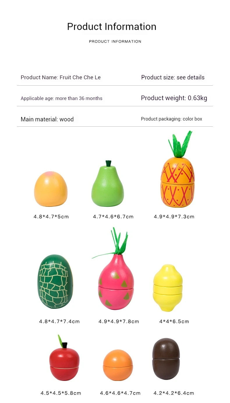 Wooden Fruit Cutting Stimulation Toy Set - Pretend Play Kitchen for Kids