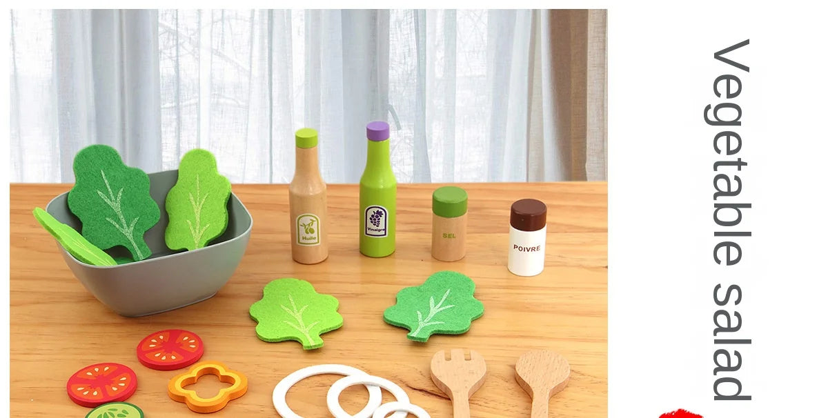 Mini Wooden Kitchen Cooking Toy Set - Pretend Play