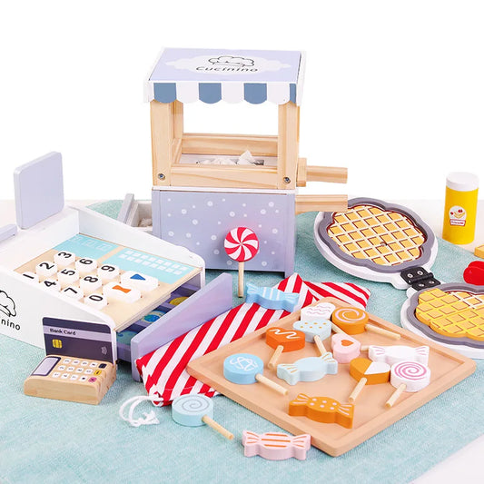 Mini Wooden Kitchen Cooking Toy Set - Pretend Play
