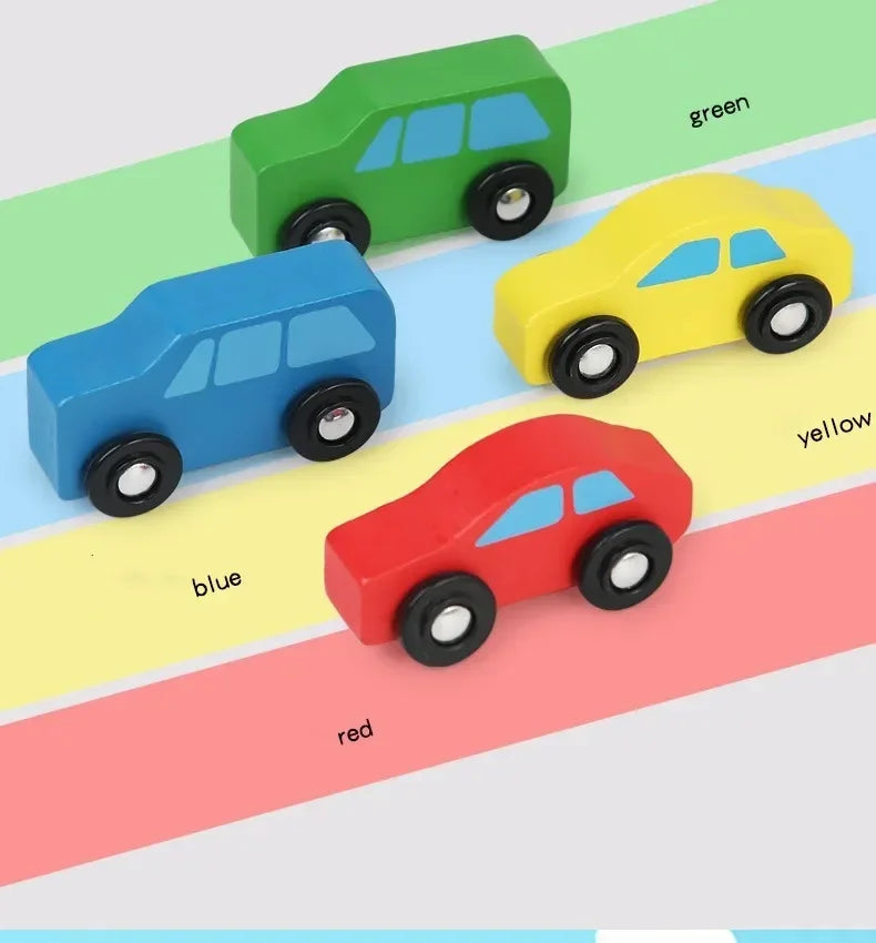 Wooden Transporter Toy with Double-Layer Car Carrier