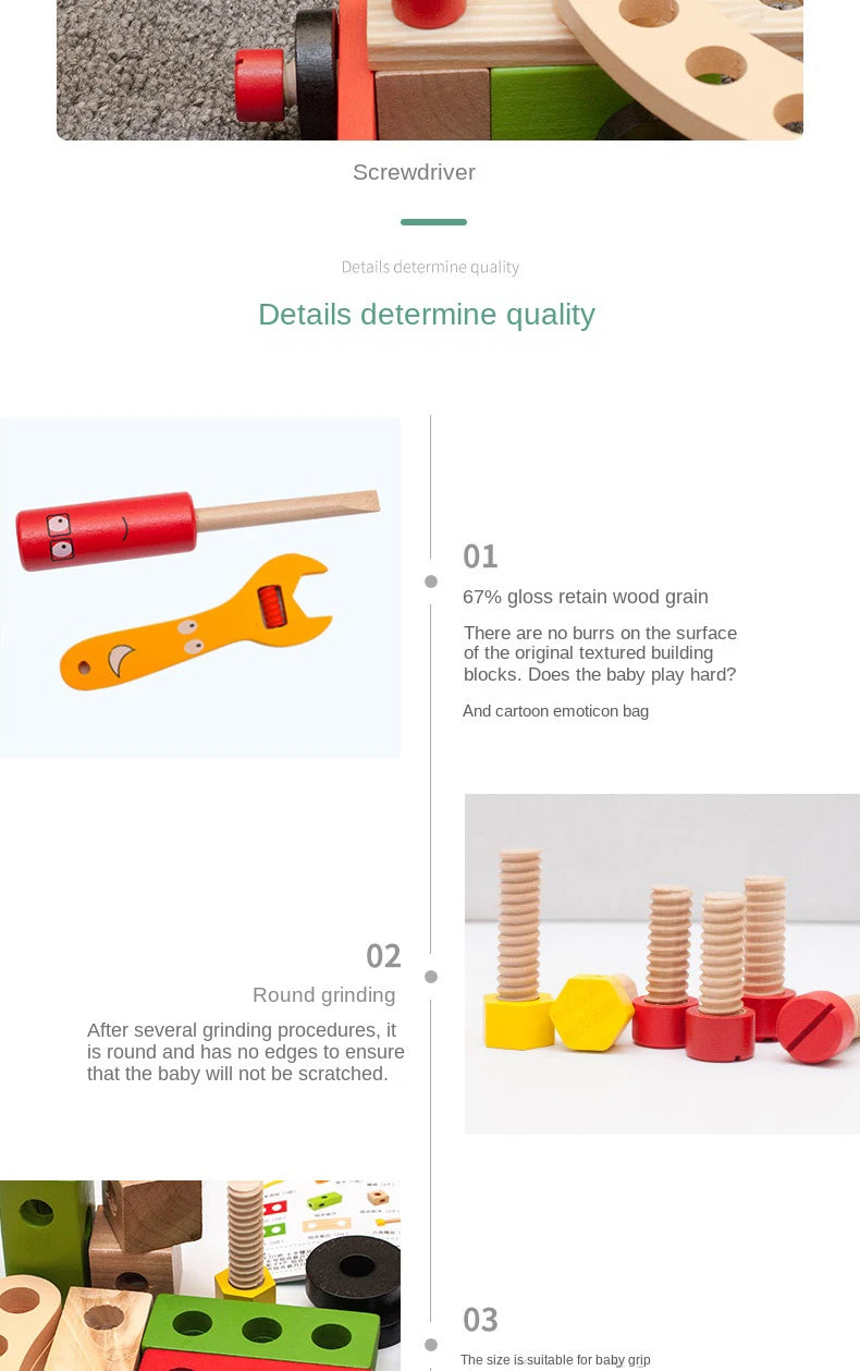 Simulation wooden disassembly toys and repair tools