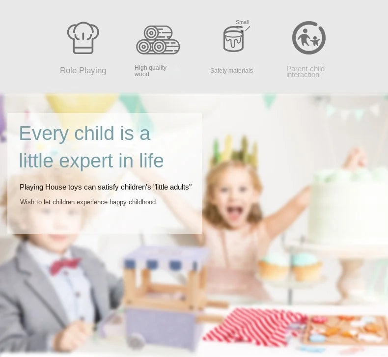 Mini Wooden Kitchen Cooking Toy Set - Pretend Play