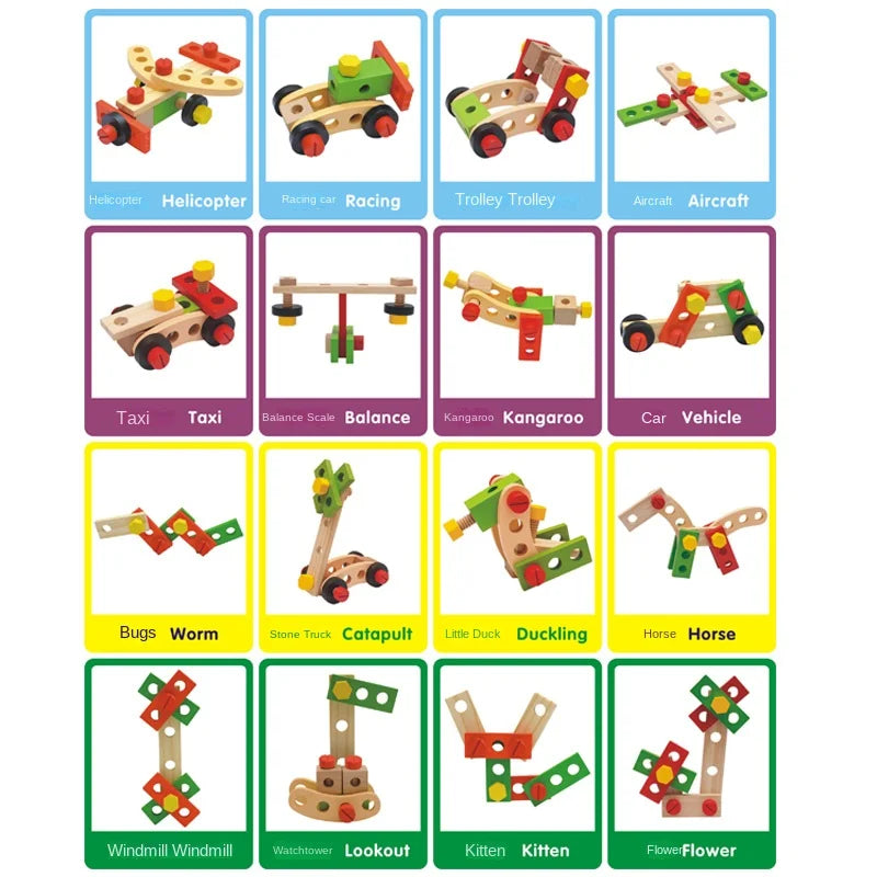 Simulation wooden disassembly toys and repair tools