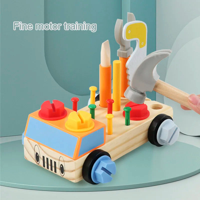 Montessori Wooden Screw Nut Toy Car: Hands-On Learning Toy for Fine Motor Skills and Practical Life Training