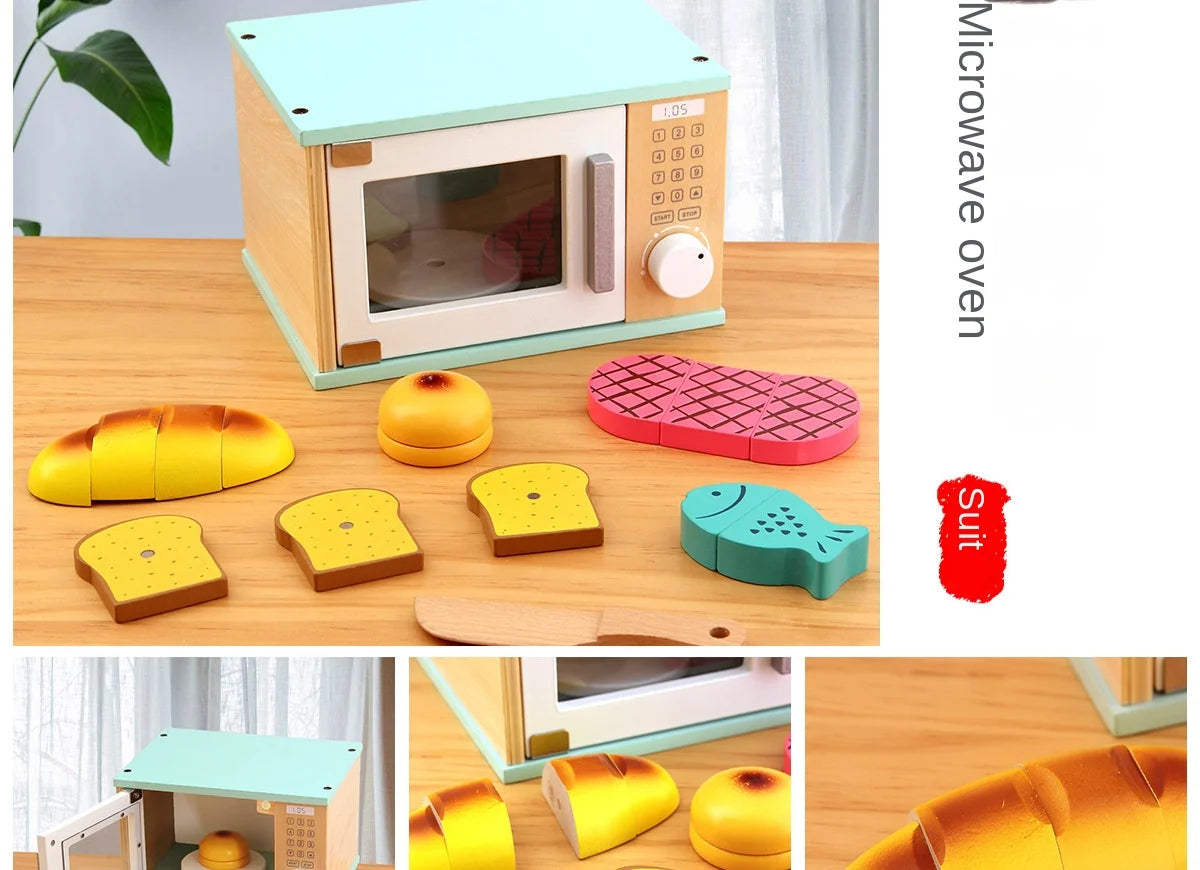 Mini Wooden Kitchen Cooking Toy Set - Pretend Play