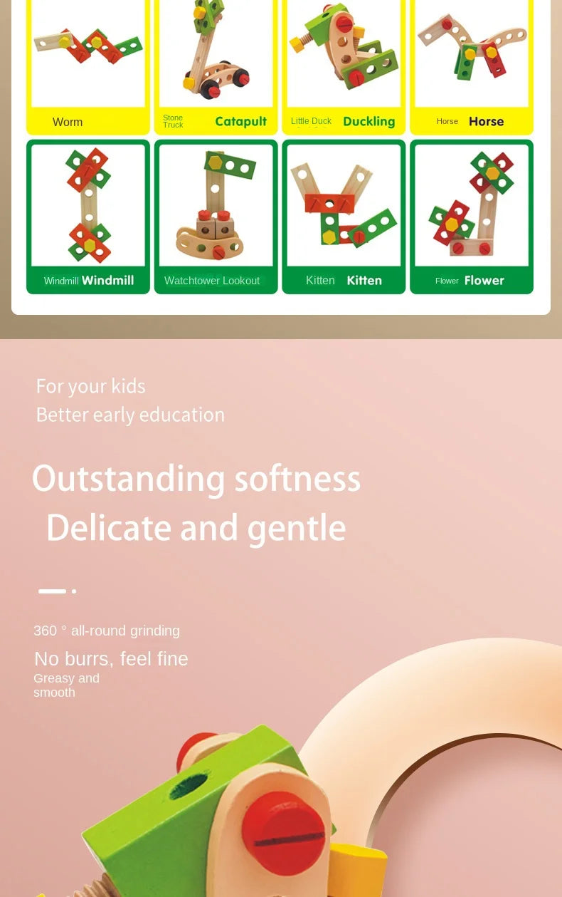 Simulation wooden disassembly toys and repair tools