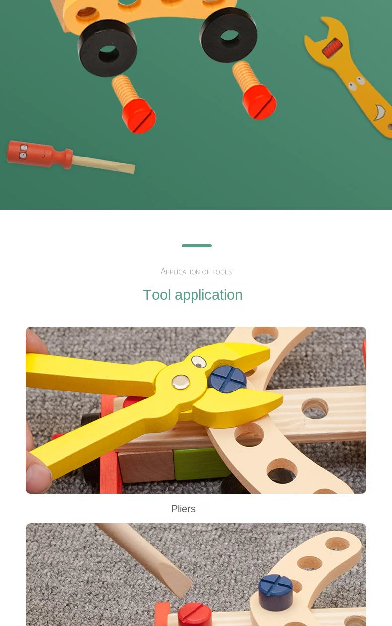Simulation wooden disassembly toys and repair tools