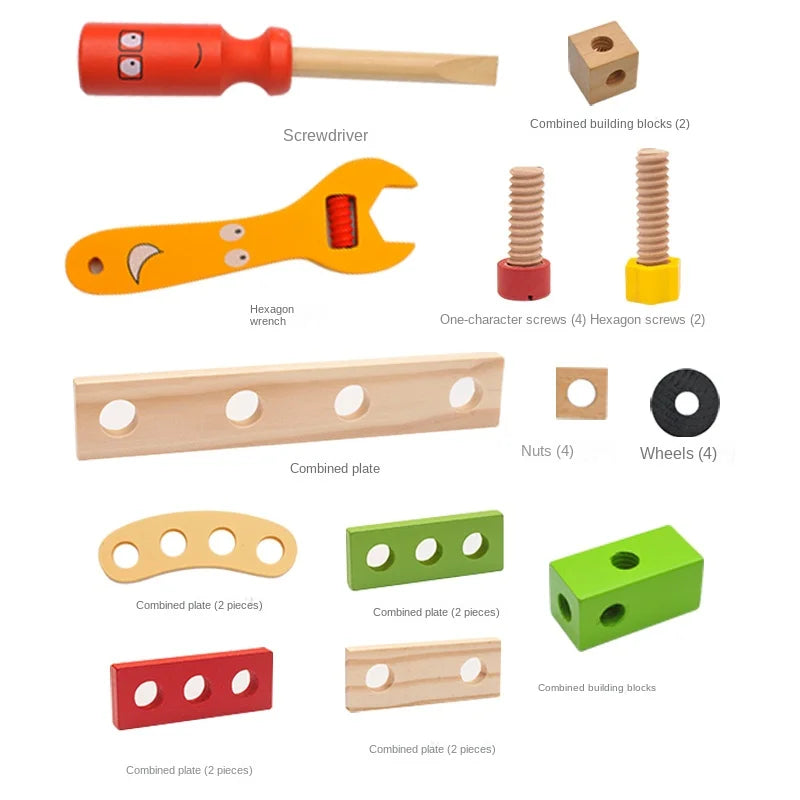 Simulation wooden disassembly toys and repair tools