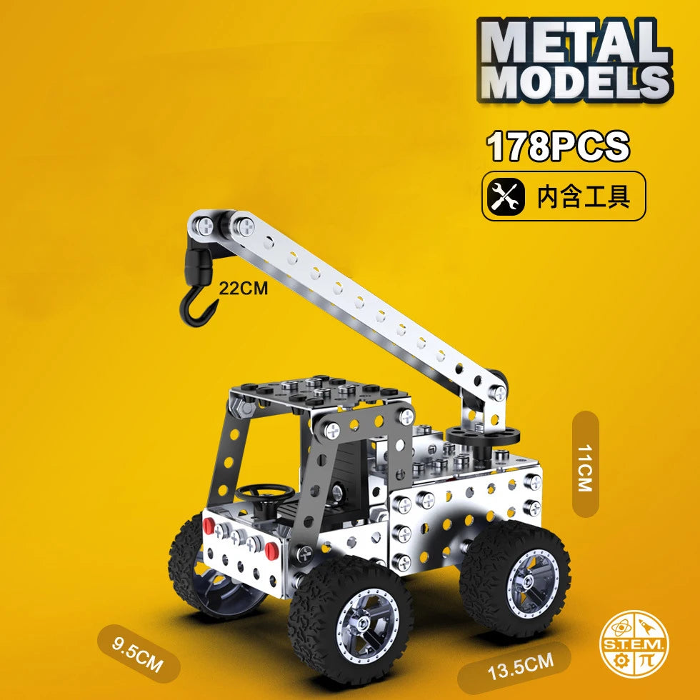 DIY Metal Assembly Forklift & Excavator Toy - Buildable Vehicle Model for Kids