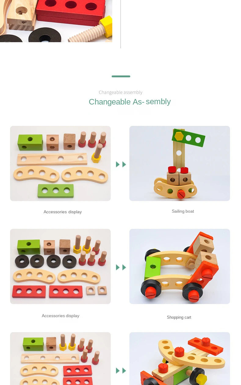 Simulation wooden disassembly toys and repair tools